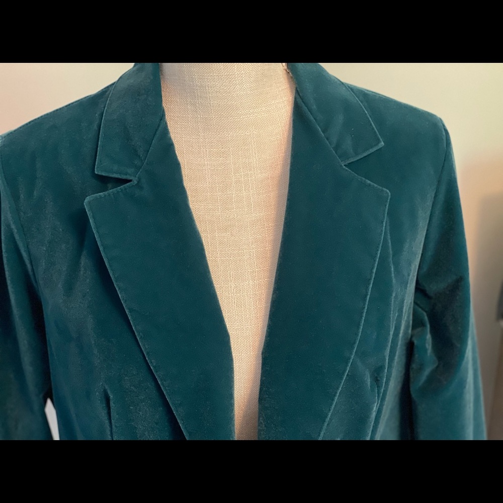 Vintage Lady Blair Teal Velvet Blazer 10
